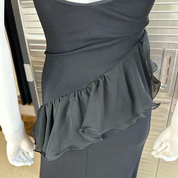 Jiki Monte Carlo France Sheer Ruffle Crystal Statement Formal Dress 4 - Picture 7 of 11